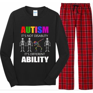 Dabbing Skeleton Not A Disability Autism Awareness Great Gift Long Sleeve Pajama Set