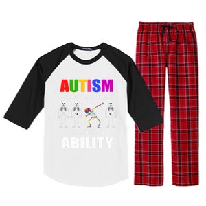 Dabbing Skeleton Not A Disability Autism Awareness Great Gift Raglan Sleeve Pajama Set