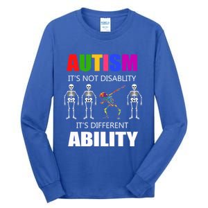 Dabbing Skeleton Not A Disability Autism Awareness Great Gift Tall Long Sleeve T-Shirt