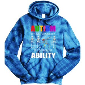 Dabbing Skeleton Not A Disability Autism Awareness Great Gift Tie Dye Hoodie