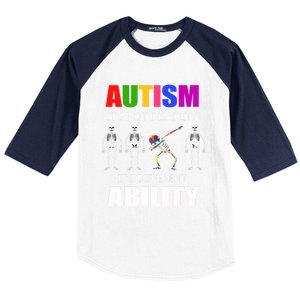 Dabbing Skeleton Not A Disability Autism Awareness Great Gift Baseball Sleeve Shirt