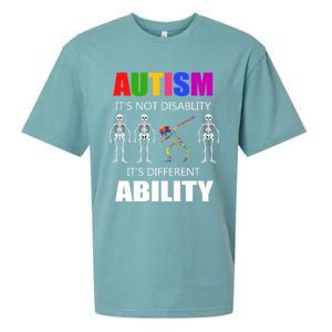 Dabbing Skeleton Not A Disability Autism Awareness Great Gift Sueded Cloud Jersey T-Shirt