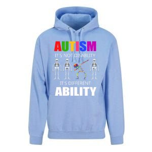 Dabbing Skeleton Not A Disability Autism Awareness Great Gift Unisex Surf Hoodie