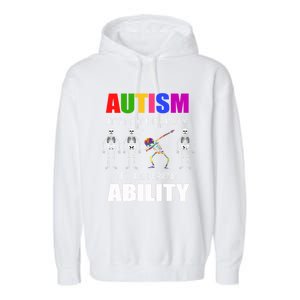 Dabbing Skeleton Not A Disability Autism Awareness Great Gift Garment-Dyed Fleece Hoodie