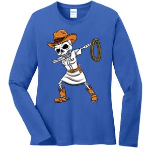 Dabbing Skeleton Nurse Cow Halloween Meaningful Gift Ladies Long Sleeve Shirt