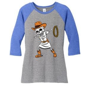 Dabbing Skeleton Nurse Cow Halloween Meaningful Gift Women's Tri-Blend 3/4-Sleeve Raglan Shirt