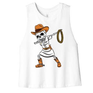 Dabbing Skeleton Nurse Cow Halloween Meaningful Gift Women's Racerback Cropped Tank