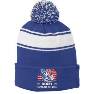 DonT Snack On Me Patriotic Cat Political Stripe Pom Pom Beanie