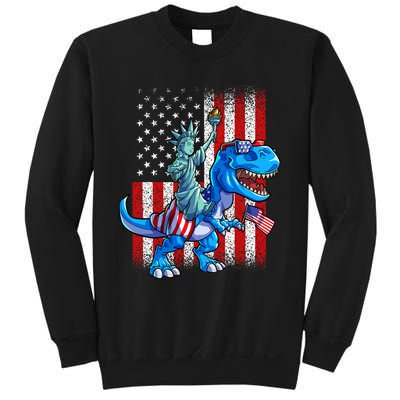 Dino Statue Of Liberty 4th Of July American Flag Sweatshirt