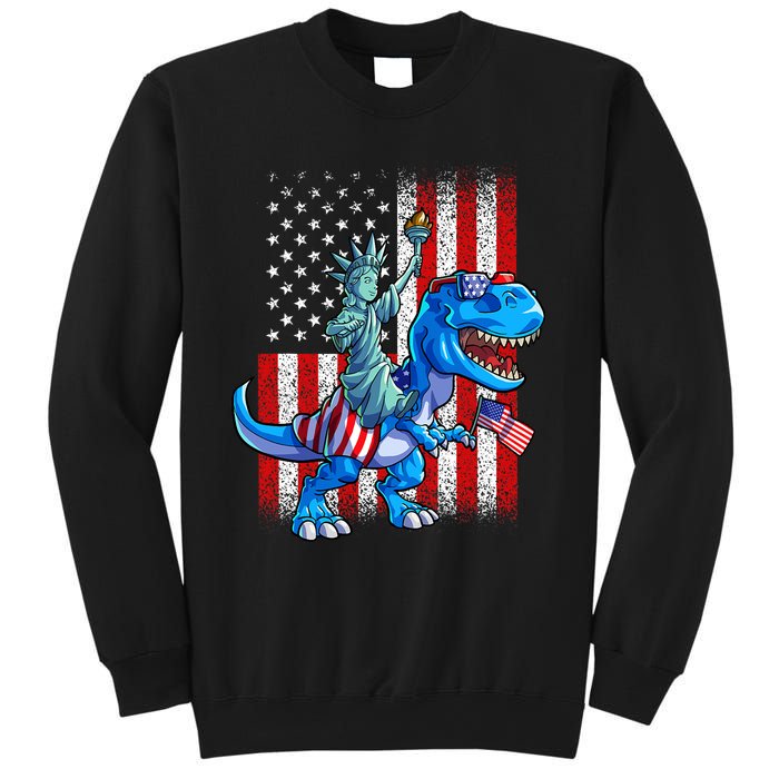 Dino Statue Of Liberty 4th Of July American Flag Sweatshirt