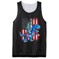 Dino Statue Of Liberty 4th Of July American Flag Mesh Reversible Basketball Jersey Tank