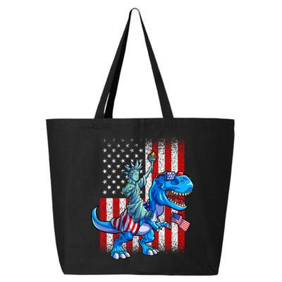 Dino Statue Of Liberty 4th Of July American Flag 25L Jumbo Tote