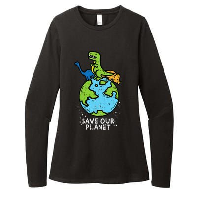 Dinosaurs Save Our Planet Cute Earth Day Cute Womens CVC Long Sleeve Shirt