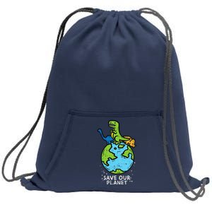 Dinosaurs Save Our Planet Cute Earth Day Cute Sweatshirt Cinch Pack Bag