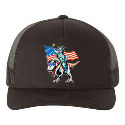 Dino Statue Of Liberty 4th Of July American Flag Yupoong Adult 5-Panel Trucker Hat