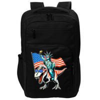 Dino Statue Of Liberty 4th Of July American Flag Impact Tech Backpack