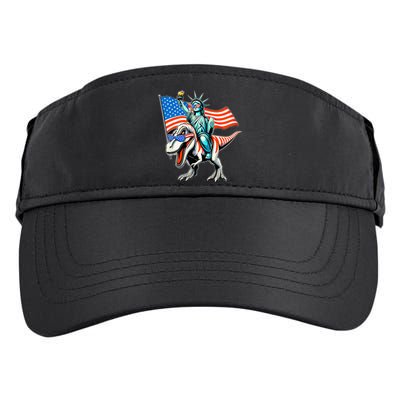 Dino Statue Of Liberty 4th Of July American Flag Adult Drive Performance Visor