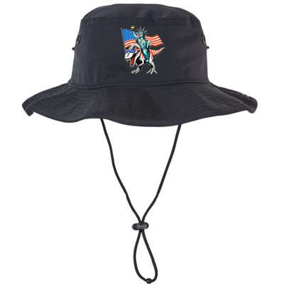 Dino Statue Of Liberty 4th Of July American Flag Legacy Cool Fit Booney Bucket Hat