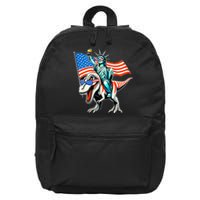 Dino Statue Of Liberty 4th Of July American Flag 16 in Basic Backpack