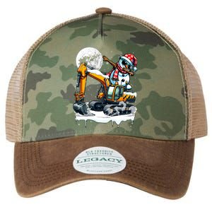 Dabbing Snowman On Excavator Truck Christmas Driver Lover Legacy Tie Dye Trucker Hat