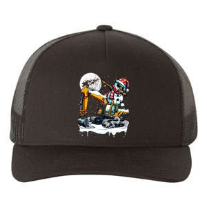 Dabbing Snowman On Excavator Truck Christmas Driver Lover Yupoong Adult 5-Panel Trucker Hat