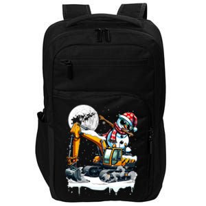 Dabbing Snowman On Excavator Truck Christmas Driver Lover Impact Tech Backpack