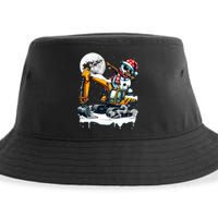 Dabbing Snowman On Excavator Truck Christmas Driver Lover Sustainable Bucket Hat