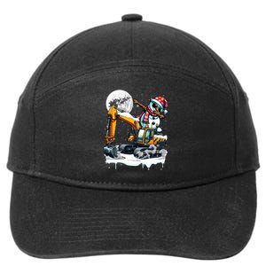 Dabbing Snowman On Excavator Truck Christmas Driver Lover 7-Panel Snapback Hat