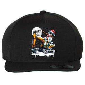 Dabbing Snowman On Excavator Truck Christmas Driver Lover Wool Snapback Cap