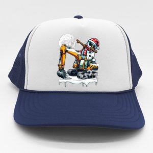 Dabbing Snowman On Excavator Truck Christmas Driver Lover Trucker Hat