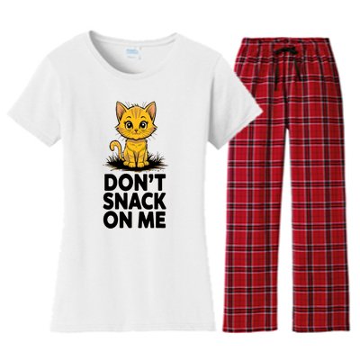 DonT Snack On Me Funny Cat Women's Flannel Pajama Set