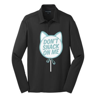 DonT Snack On Me Funny Cat Retro Sweet Treat Silk Touch Performance Long Sleeve Polo