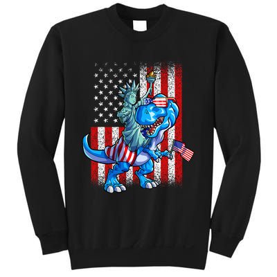 Dino Statue Of Liberty 4th Of July American Flag Sweatshirt