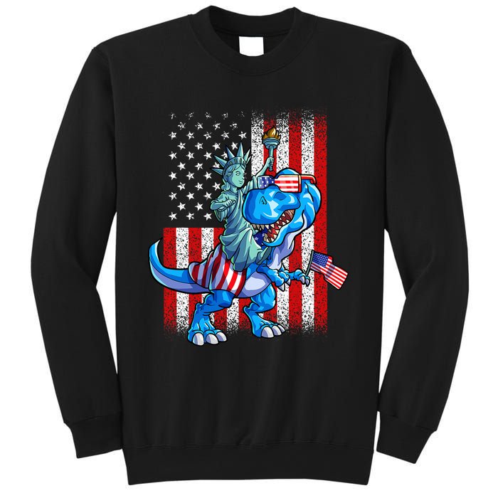 Dino Statue Of Liberty 4th Of July American Flag Sweatshirt