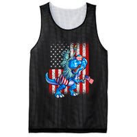 Dino Statue Of Liberty 4th Of July American Flag Mesh Reversible Basketball Jersey Tank