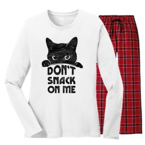 DonT Snack On Me Funny Cats Lover 2024 Women's Long Sleeve Flannel Pajama Set 