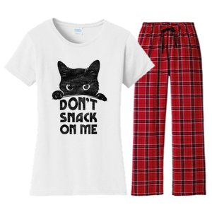 DonT Snack On Me Funny Cats Lover 2024 Women's Flannel Pajama Set