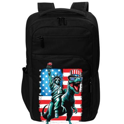 Dino Statue Of Liberty 4th Of July Boy American Flag Impact Tech Backpack