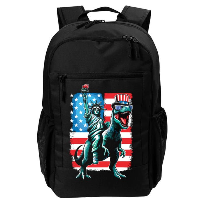 Dino Statue Of Liberty 4th Of July Boy American Flag Daily Commute Backpack