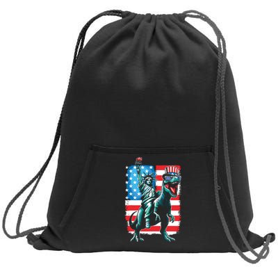 Dino Statue Of Liberty 4th Of July Boy American Flag Sweatshirt Cinch Pack Bag