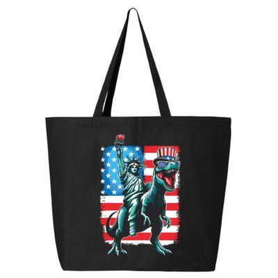 Dino Statue Of Liberty 4th Of July Boy American Flag 25L Jumbo Tote