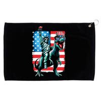 Dino Statue Of Liberty 4th Of July Boy American Flag Grommeted Golf Towel