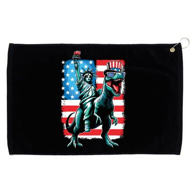 Dino Statue Of Liberty 4th Of July Boy American Flag Grommeted Golf Towel