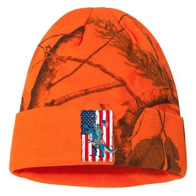 Dino Statue Of Liberty 4th Of July American Flag Kati Licensed 12" Camo Beanie