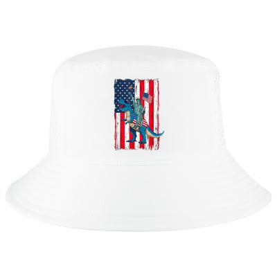 Dino Statue Of Liberty 4th Of July American Flag Cool Comfort Performance Bucket Hat