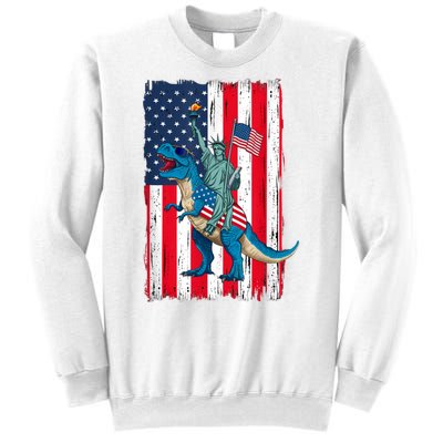 Dino Statue Of Liberty 4th Of July American Flag Sweatshirt