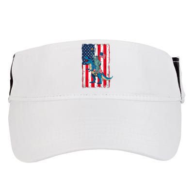 Dino Statue Of Liberty 4th Of July American Flag Adult Drive Performance Visor