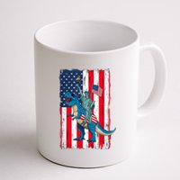 Dino Statue Of Liberty 4th Of July American Flag Coffee Mug