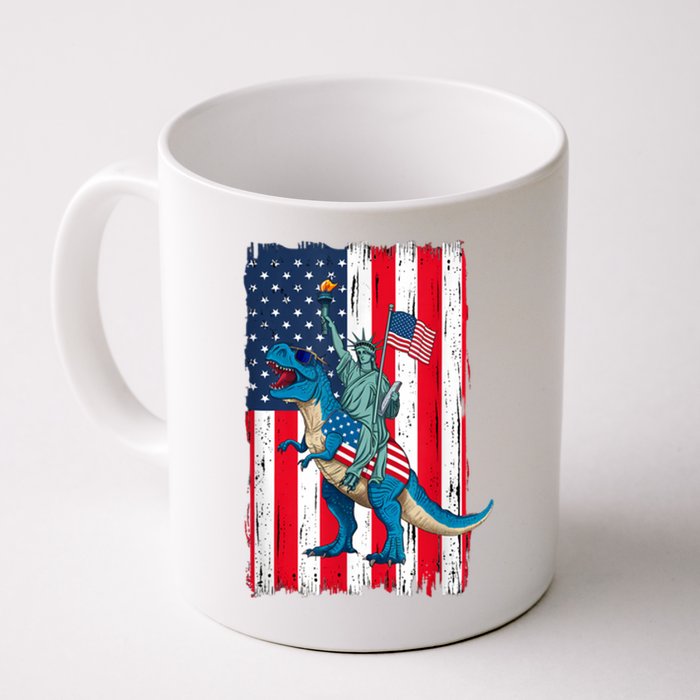 Dino Statue Of Liberty 4th Of July American Flag Coffee Mug