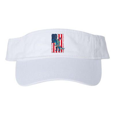 Dino Statue Of Liberty 4th Of July American Flag Valucap Bio-Washed Visor